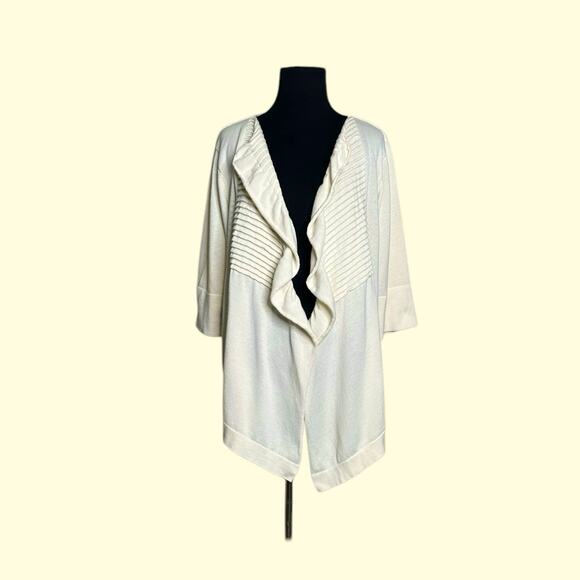 Investment cream short sleeves open front cardigan size XL - Picture 9 of 9